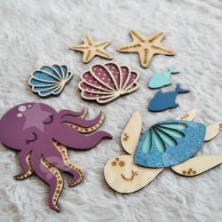 Décoration animaux de la mer en bois