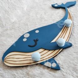 Porte habits Baleine en bois avec trois patères pour chambre enfant