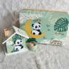 Cadeau de naissance thème Panda, boite à souvenirs personnalisée avec une tirelire et boite a dents