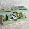 Cadeau de naissance thème Panda, boite à souvenirs personnalisée avec une tirelire et boite a dents