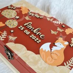 Boite à souvenirs de naissance personnalisée décoration renarde boheme