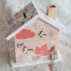 Tirelire faon endormi et feuilles d automne en bois pour enfant a personnaliser