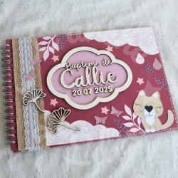 Livre d'or et album photo de bapteme ou anniversaire enfant avec faon, papillons, fleurs
