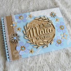 Livre d'or et album photo de bapteme ou anniversaire enfant decor floral et champetre