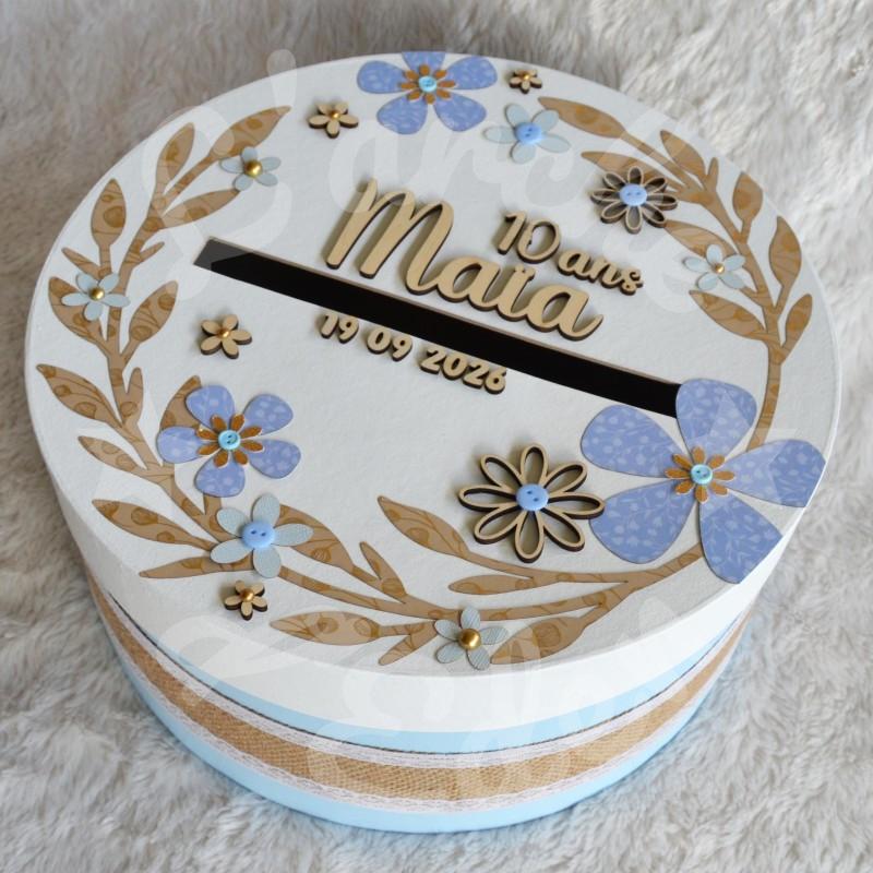 Decoration de bapteme urne et livre d or avec couronne de fleurs à personnaliser