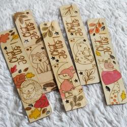 Marque page en bois pour enfant avec renard et feuillage d automne