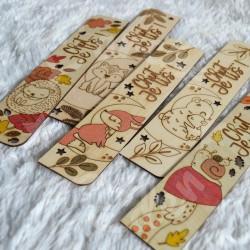 Marque page en bois pour enfant avec renard et feuillage d automne