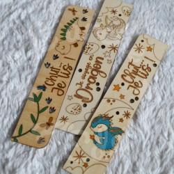 Marque page en bois pour enfant avec Dragon