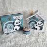 Cadeau de naissance Panda et arc en ciel composé d'une tirelire, d'une boite à dents et d'une boite a trésors