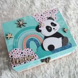 Boite à trésors en bois pour souvenirs d enfant décor Panda
