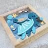 Tirelire Tortue de mer pour enfant en forme de cadre en bois et vitre transparente