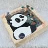 Tirelire panda et foret tropicale pour enfant en forme de cadre en bois et vitre transparente