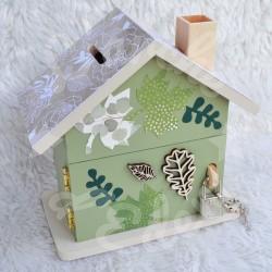Tirelire faon et feuilles d automne en bois pour enfant a personnaliser