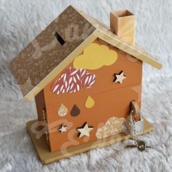 Tirelire personnalisée rhinocéros décor savane et arc en ciel pour enfant ou cadeau de naissance