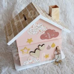 Tirelire Kangourou et arc en ciel personnalisée au prénom de l'enfant