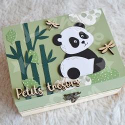 Boite à trésors en bois avec Panda pour souvenirs d enfant