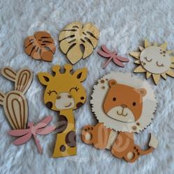 Décoration animaux de la savane en bois