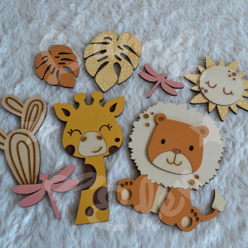 Décoration animaux de la savane en bois
