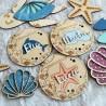 Medaillon de naissance en bois a personnaliser theme mer et ocean