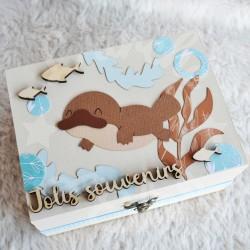 Cadeau de naissance Ornithorynque composé d'une tirelire, d'une boite à dents et d'une boite a trésors