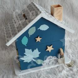 Tirelire renard polaire et flocons de neige en bois pour enfant a personnaliser
