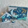 Cadeau de naissance renard et décor de la foret, boite à souvenirs personnalisée avec une tirelire et boite a dents