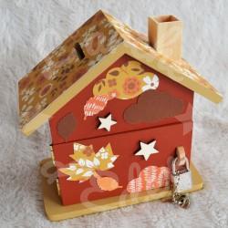 Tirelire renard et feuillage d automne pour enfant a personnaliser