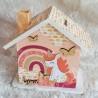 Tirelire licorne et arc en ciel en bois pour enfant a personnaliser