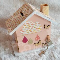 Tirelire licorne et arc en ciel en bois pour enfant a personnaliser