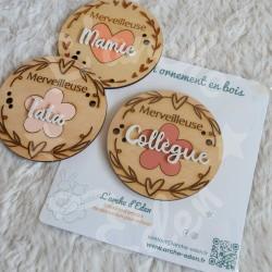 Magnet en bois personnalisé a offrir fleur ou coeur