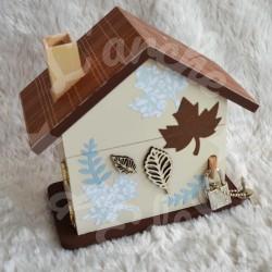 Tirelire ours brun, foret et feuilles d automne personnalisée au prénom de l'enfant