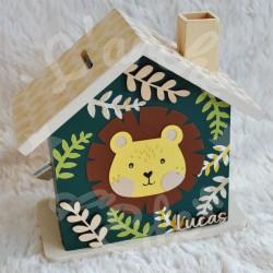 Tirelire personnalisée roi lion décor savane pour enfant ou cadeau de naissance