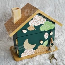 Tirelire Dragon et feuilles de la foret personnalisée au prénom de l'enfant