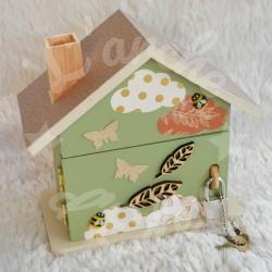 Cadeau de naissance Oie et papillons composé d'une tirelire, d'une boite à dents et d'une boite a trésors