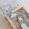 Tirelire Morse et flocons de neige pour enfant en forme de cadre en bois et vitre transparente