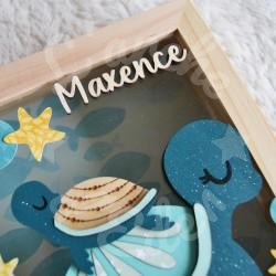 Tirelire Dragon pour enfant en forme de cadre en bois et vitre transparente
