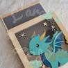 Tirelire Dragon pour enfant en forme de cadre en bois et vitre transparente