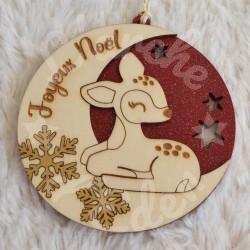 boule de noel faon en bois pour enfant a personnaliser