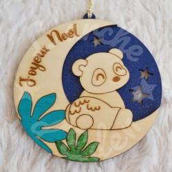 boule de noel panda en bois pour enfant a personnaliser