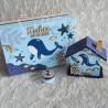 Cadeau de naissance Baleine, boite à souvenirs personnalisée avec une tirelire et boite a dents