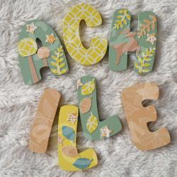 Prénom en bois cerf et lapin pour décoration de chambre d'enfant ou cadeau de naissance