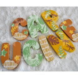 Prénom en bois pour décoration de chambre d'enfant ou cadeau de naissance sur le thème de la savane
