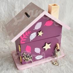 Tirelire biche et decor fleuri pour enfant a personnaliser