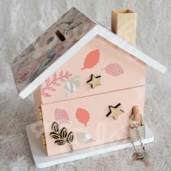 Tirelire biche et decor fleuri pour enfant a personnaliser