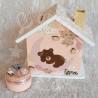 Tirelire ourson et feuille d automne en bois pour enfant a personnaliser