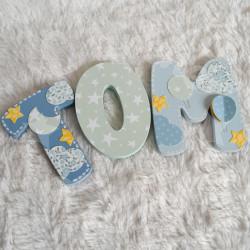 Prénom en bois sur le thème de l'espace pour décoration de chambre d'enfant ou cadeau de naissance