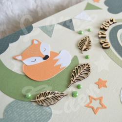 Boite à souvenirs de naissance personnalisée décoration renard et arc en ciel