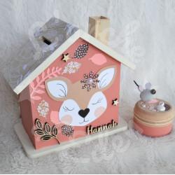 Tirelire biche ou faon personnalisée pour enfant ou cadeau de naissance
