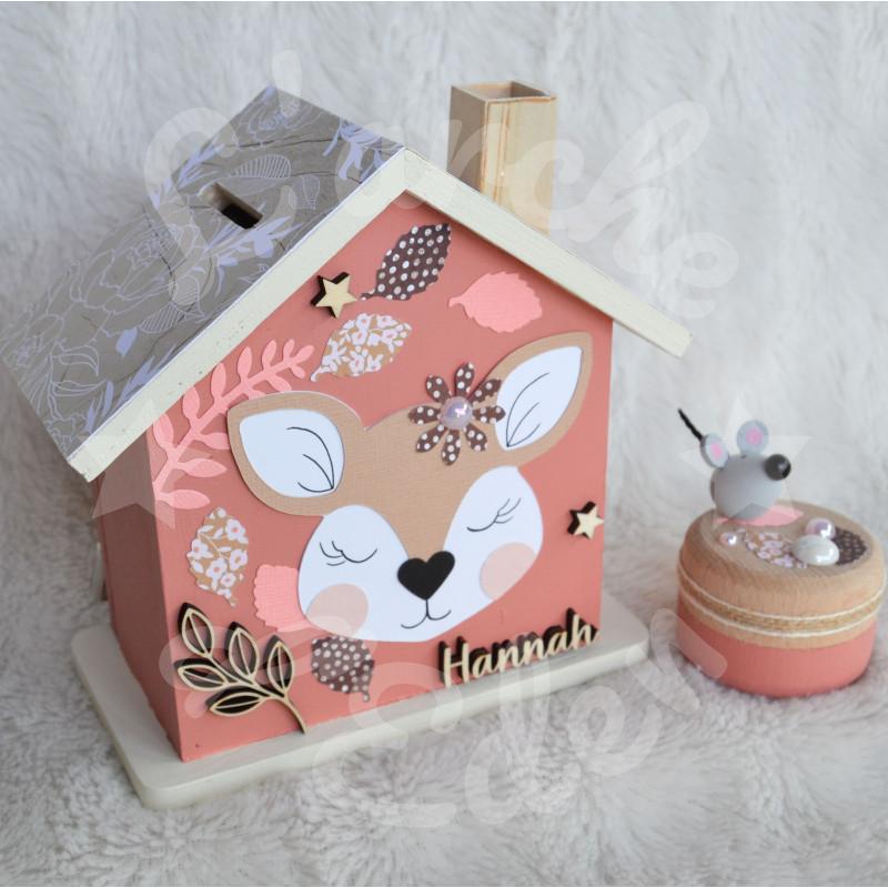 Tirelire biche ou faon personnalisée pour enfant ou cadeau de naissance