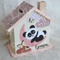 Tirelire panda sur la lune personnalisée pour enfant ou cadeau de naissance